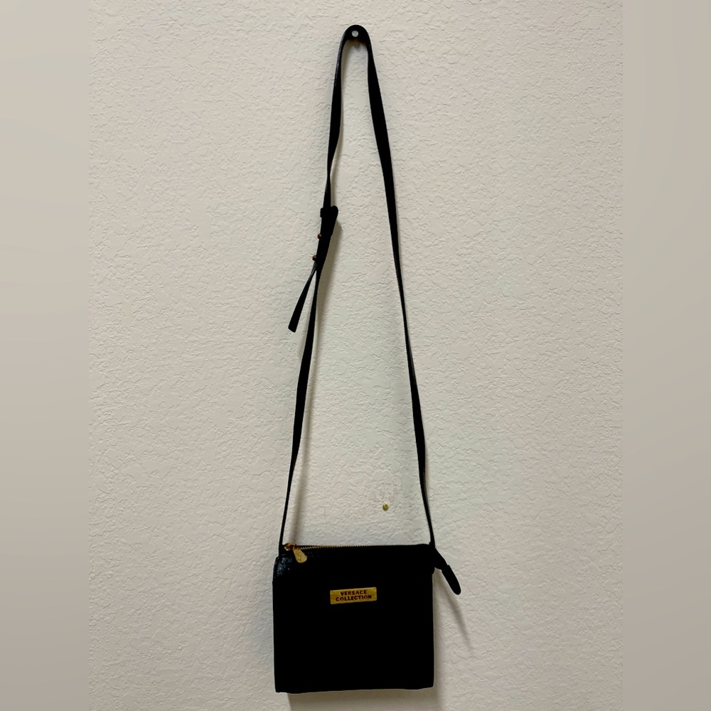 Authentic Versace Black Leather Crossbody